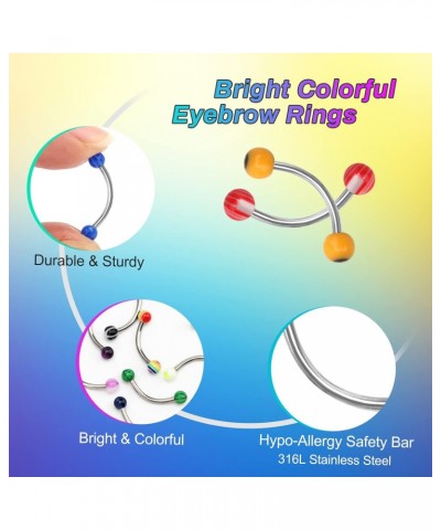 Colorful Acrylic Ball Stainless Steel Curved Bar Eyebrow Rings Tragus Piercing, 50Pcs, 16G (Stainless Steel Bar) $8.99 Body J...