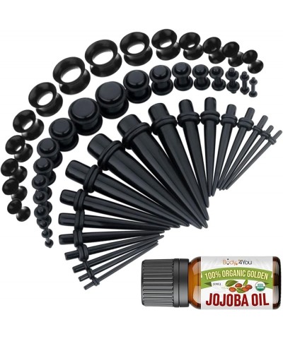 54PC Ear Stretching Kit 14G-12mm - Aftercare Jojoba Oil - Acrylic Plugs Gauge Tapers Silicone Tunnels - Lightweight Expanders...