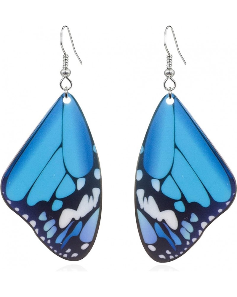 Cute Colorful Alloy Acrylic Butterfly Wing Dangle Earring Unique Geometric Design For Women And Girls blue $5.93 Earrings