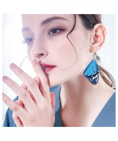 Cute Colorful Alloy Acrylic Butterfly Wing Dangle Earring Unique Geometric Design For Women And Girls blue $5.93 Earrings