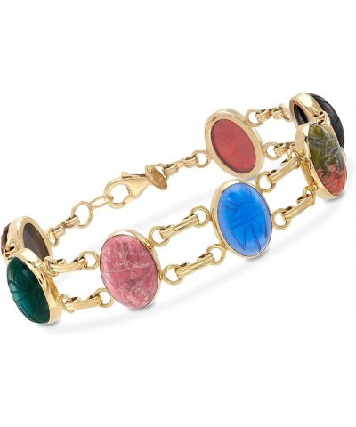 Multi-Gemstone Scarab Bracelet in 18kt Gold Over Sterling 7.0 Inches $66.00 Bracelets