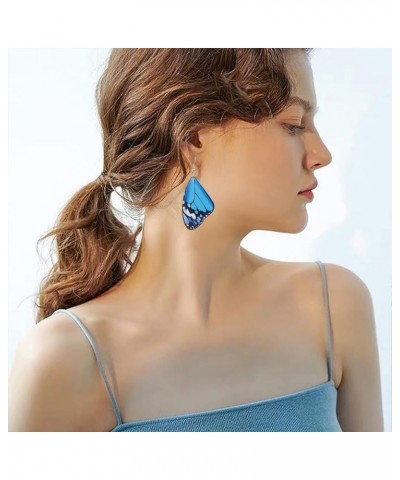 Cute Colorful Alloy Acrylic Butterfly Wing Dangle Earring Unique Geometric Design For Women And Girls blue $5.93 Earrings