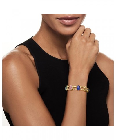 Multi-Gemstone Scarab Bracelet in 18kt Gold Over Sterling 7.0 Inches $66.00 Bracelets