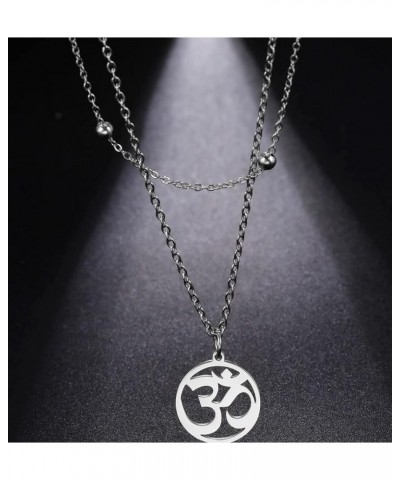 Necklace For Women- Aum Om Ohm Sanskrit Symbol Round Pendant Beaded Double Layer Chain Charm Necklace,Hinduism Yoga Sanskrit ...