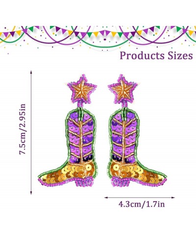 Mardi Gras Earrings for Women Purple and Gold Earrings Beaded Face Coverings, Clown Hats, Tassel Dangle Earrings Lightweight ...