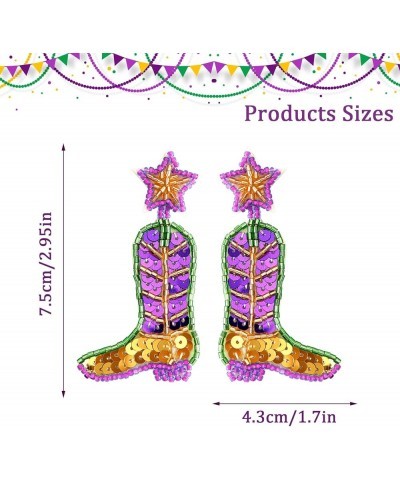 Mardi Gras Earrings for Women Purple and Gold Earrings Beaded Face Coverings, Clown Hats, Tassel Dangle Earrings Lightweight ...