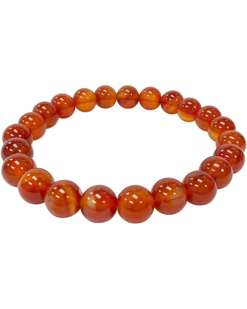 8mm Natural Round Gemstone Energy Power Crystal Beads Handmade Elastic Stretch Unisex Bracelet One Size Fits All carnelian $8...