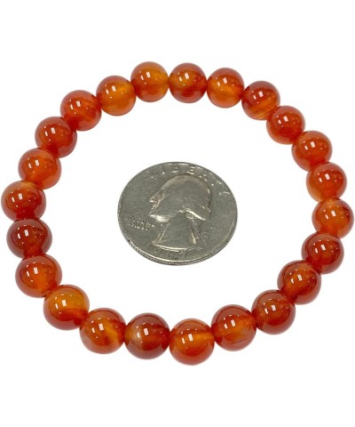 8mm Natural Round Gemstone Energy Power Crystal Beads Handmade Elastic Stretch Unisex Bracelet One Size Fits All carnelian $8...