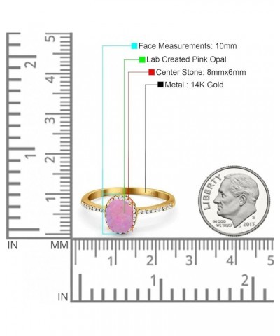 Half Eternity Oval Shaped Halo Wedding Engagement Ring Cubic Zirconia 14K Solid Gold 14K Yellow Gold Lab Created Pink Opal $8...