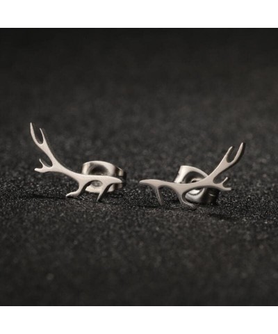 Cartoon Animal Deer Stud Earrings Small Snowflake Earing for Girls Stainless Steel Christmas Jewelry Women Earring antler ste...