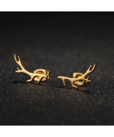 Cartoon Animal Deer Stud Earrings Small Snowflake Earing for Girls Stainless Steel Christmas Jewelry Women Earring antler ste...