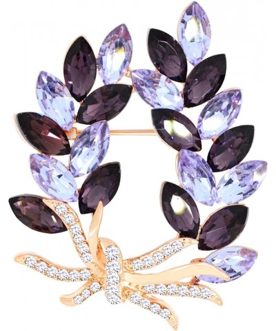 Gold Tone Olive Leaf Branch Crystal Rhinestone Holiday Pin Brooch BZ054 Purple $11.75 Brooches & Pins