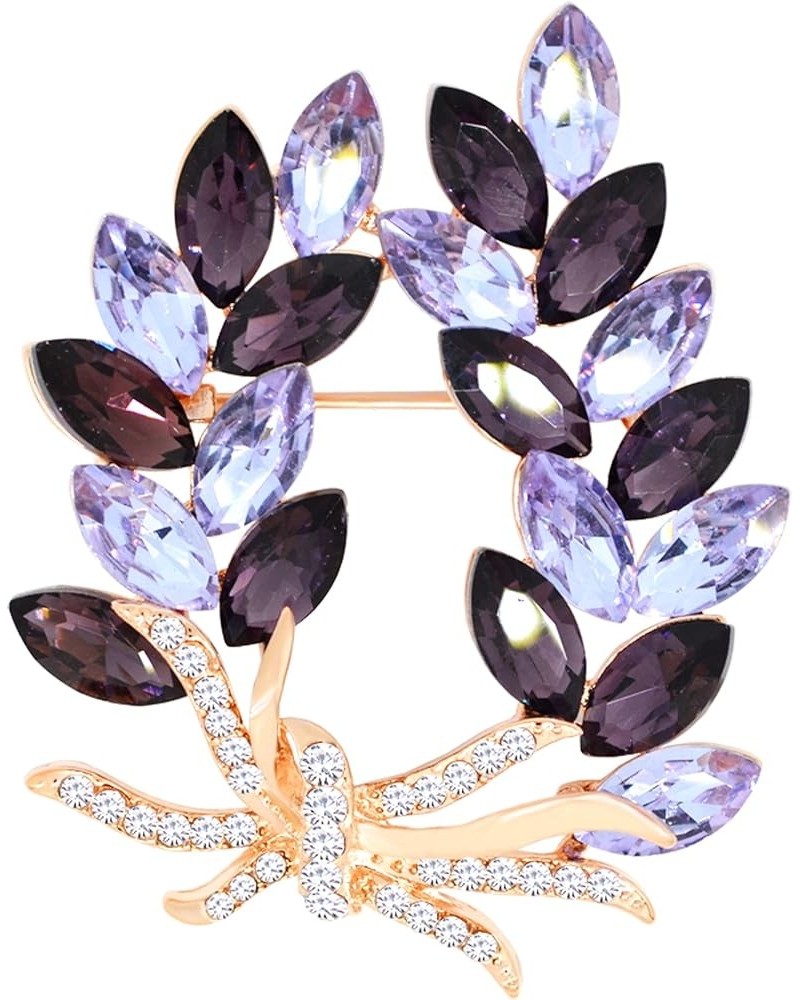 Gold Tone Olive Leaf Branch Crystal Rhinestone Holiday Pin Brooch BZ054 Purple $11.75 Brooches & Pins