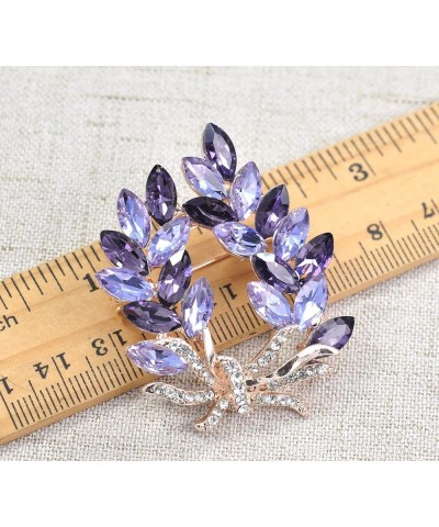 Gold Tone Olive Leaf Branch Crystal Rhinestone Holiday Pin Brooch BZ054 Purple $11.75 Brooches & Pins