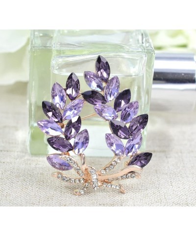 Gold Tone Olive Leaf Branch Crystal Rhinestone Holiday Pin Brooch BZ054 Purple $11.75 Brooches & Pins