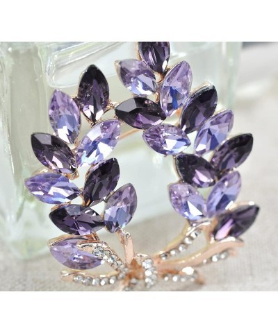 Gold Tone Olive Leaf Branch Crystal Rhinestone Holiday Pin Brooch BZ054 Purple $11.75 Brooches & Pins