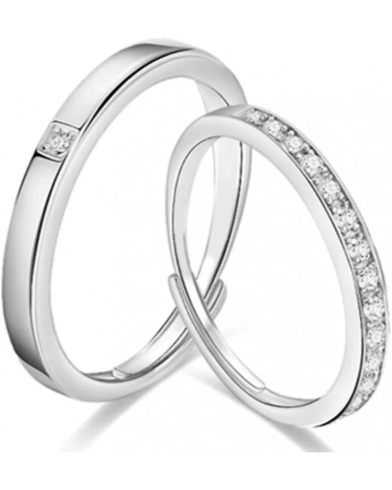 Couple Sterling Silver Ring Cubic Zirconia Wedding Ring Valentine's Day Gift Modern3 $10.91 Rings