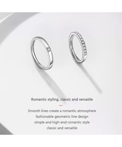 Couple Sterling Silver Ring Cubic Zirconia Wedding Ring Valentine's Day Gift Modern3 $10.91 Rings