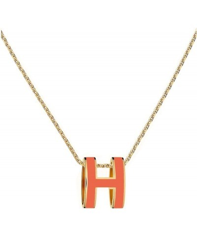 Classic Letter Design 18K Gold Plated Girl Necklace Colorful Color Optional Women's Gift Orange $9.68 Necklaces