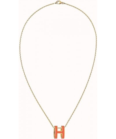 Classic Letter Design 18K Gold Plated Girl Necklace Colorful Color Optional Women's Gift Orange $9.68 Necklaces