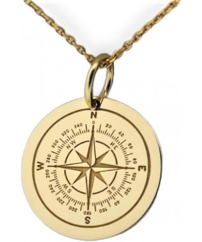 14K Solid Gold Compass Pendant, North Star Compass Necklace No Chain Included 0.75 inches / 19.1mm $101.68 Necklaces