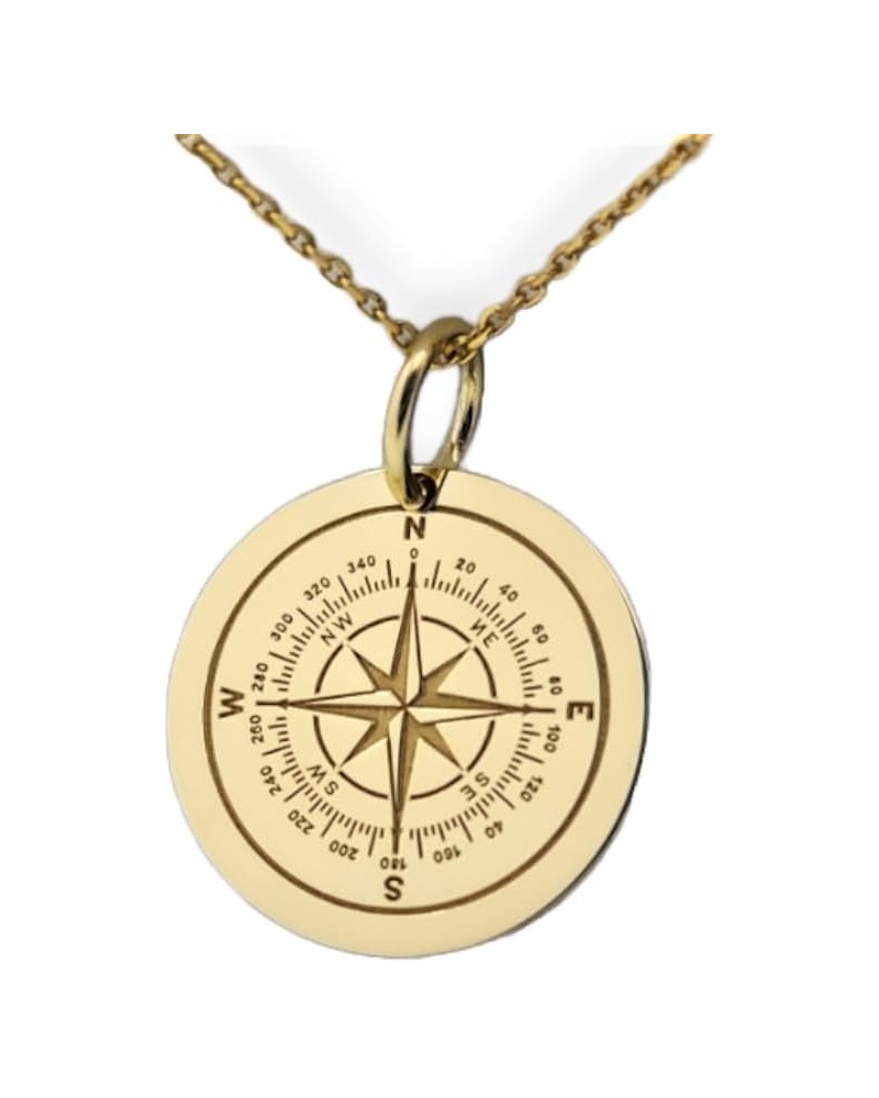 14K Solid Gold Compass Pendant, North Star Compass Necklace No Chain Included 0.75 inches / 19.1mm $101.68 Necklaces