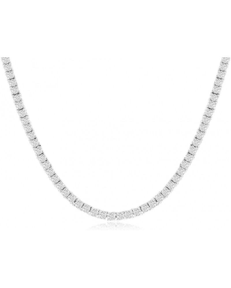 Sterling Silver Necklaces for Women - Diamond Cut Cubic Zirconia Necklace - Nickle-Free Rhodium Plated Link Chain Womens Neck...