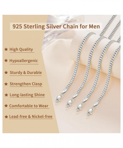 Solid 18K Gold Over 925 Sterling Silver Italian 4mm Cuban Link Chain Necklace for Men Boys Women, Sturdy & Comfortable & Shin...