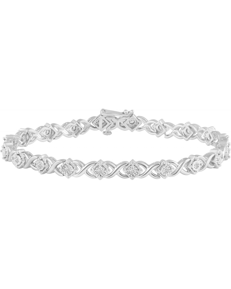 1/2 Carat tw Natural Diamond XO Tennis Bracelet in 925 Sterling Silver $38.94 Bracelets