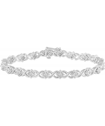 1/2 Carat tw Natural Diamond XO Tennis Bracelet in 925 Sterling Silver $38.94 Bracelets