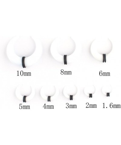 1Pair White Acrylic C shape Pincher Tapers Septum Buffalo Taper Expander Pierced Nose, Nipple or Earring Ring with Black O-Ri...