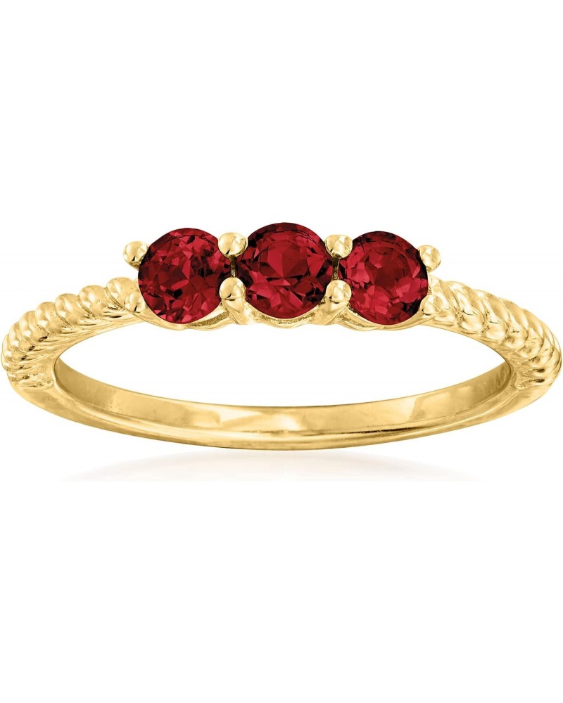 0.30 ct. t.w. Garnet 3-Stone Pinky Ring in 18kt Gold Over Sterling. Size 5 $29.44 Rings