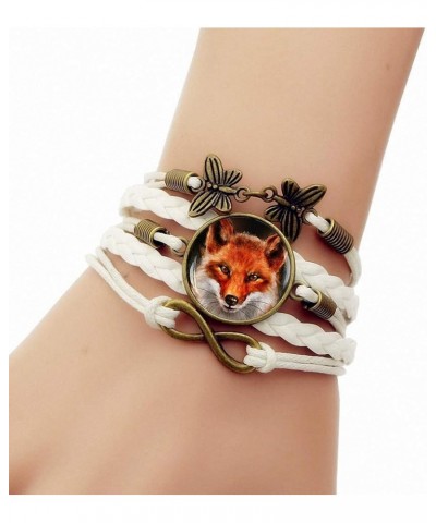 Creativity Handmade Leathers Braided Bracelet Red Fox Cabochon Bracelet Wristband Bracelet brown $10.49 Bracelets