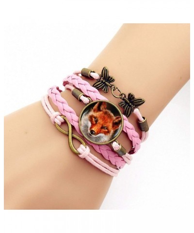 Creativity Handmade Leathers Braided Bracelet Red Fox Cabochon Bracelet Wristband Bracelet brown $10.49 Bracelets