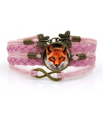 Creativity Handmade Leathers Braided Bracelet Red Fox Cabochon Bracelet Wristband Bracelet brown $10.49 Bracelets