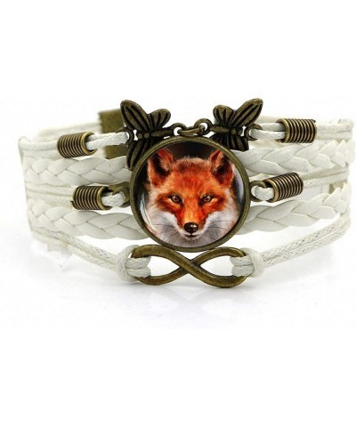 Creativity Handmade Leathers Braided Bracelet Red Fox Cabochon Bracelet Wristband Bracelet brown $10.49 Bracelets