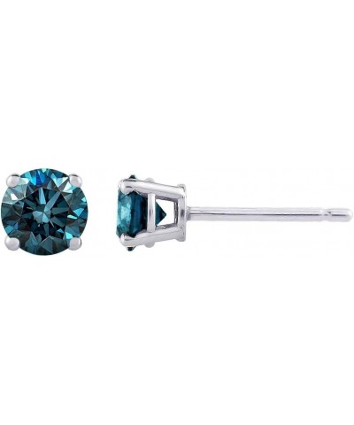 Blue - I1 Round Brilliant Cut Diamond Earring Studs in 14K Gold White Gold 0.37 carats $92.25 Earrings