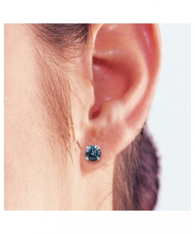 Blue - I1 Round Brilliant Cut Diamond Earring Studs in 14K Gold White Gold 0.37 carats $92.25 Earrings