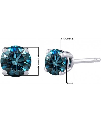 Blue - I1 Round Brilliant Cut Diamond Earring Studs in 14K Gold White Gold 0.37 carats $92.25 Earrings