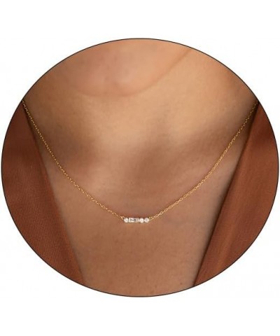 Gold Necklace for Women,Dainty Gold Necklaces 14k Gold Plated Diamond Necklaces Cute CZ Solitaire Choker Necklaces for Women ...