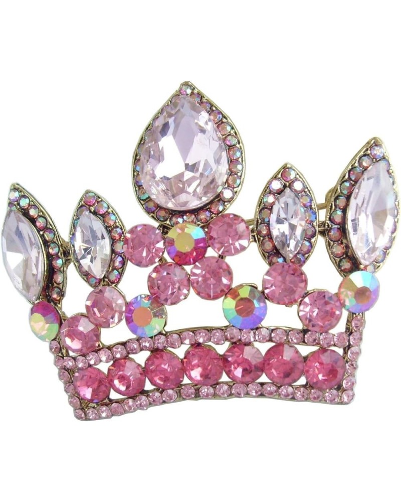 Sindary Classic 2.56" Bride Crown Brooch Pin Pendant Austrian Crystal BZ5050 Gold-Tone Pink $10.77 Brooches & Pins