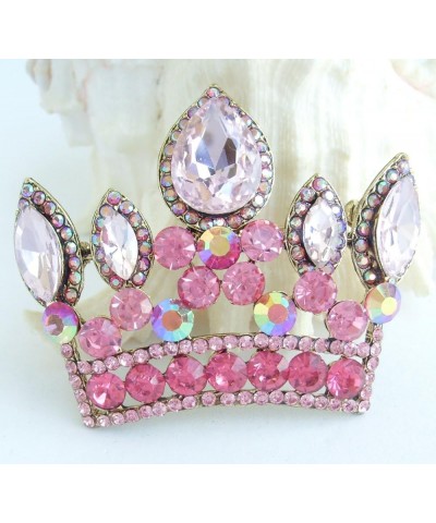 Sindary Classic 2.56" Bride Crown Brooch Pin Pendant Austrian Crystal BZ5050 Gold-Tone Pink $10.77 Brooches & Pins