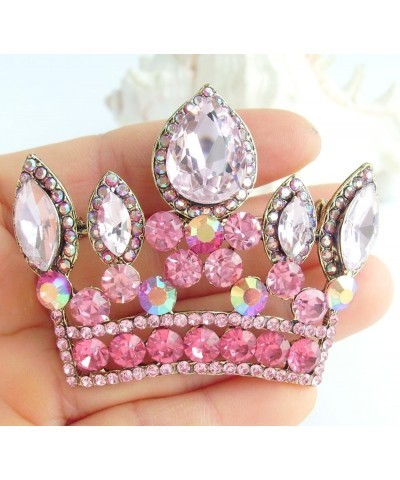 Sindary Classic 2.56" Bride Crown Brooch Pin Pendant Austrian Crystal BZ5050 Gold-Tone Pink $10.77 Brooches & Pins