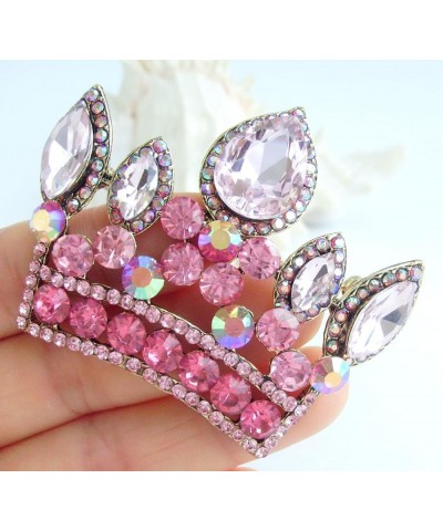 Sindary Classic 2.56" Bride Crown Brooch Pin Pendant Austrian Crystal BZ5050 Gold-Tone Pink $10.77 Brooches & Pins