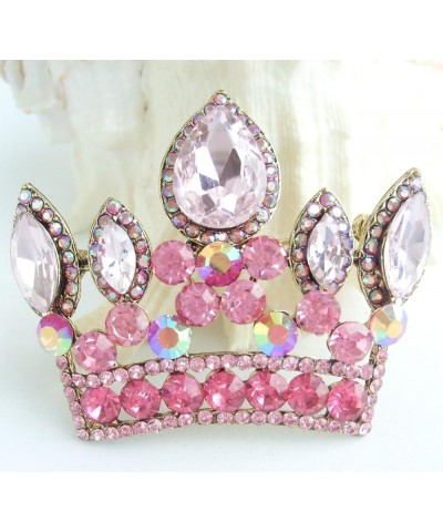 Sindary Classic 2.56" Bride Crown Brooch Pin Pendant Austrian Crystal BZ5050 Gold-Tone Pink $10.77 Brooches & Pins