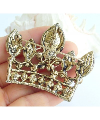 Sindary Classic 2.56" Bride Crown Brooch Pin Pendant Austrian Crystal BZ5050 Gold-Tone Pink $10.77 Brooches & Pins