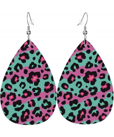 Earrings For Women,Leather Earrings Dangle Lightweight Teardrop Earrings Jewelry For Women Girls Leopard Pattern $6.88 Earrings