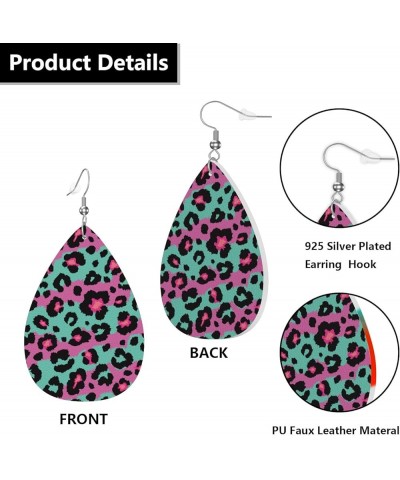 Earrings For Women,Leather Earrings Dangle Lightweight Teardrop Earrings Jewelry For Women Girls Leopard Pattern $6.88 Earrings