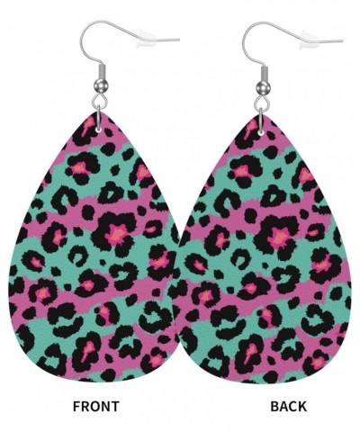 Earrings For Women,Leather Earrings Dangle Lightweight Teardrop Earrings Jewelry For Women Girls Leopard Pattern $6.88 Earrings