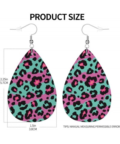 Earrings For Women,Leather Earrings Dangle Lightweight Teardrop Earrings Jewelry For Women Girls Leopard Pattern $6.88 Earrings